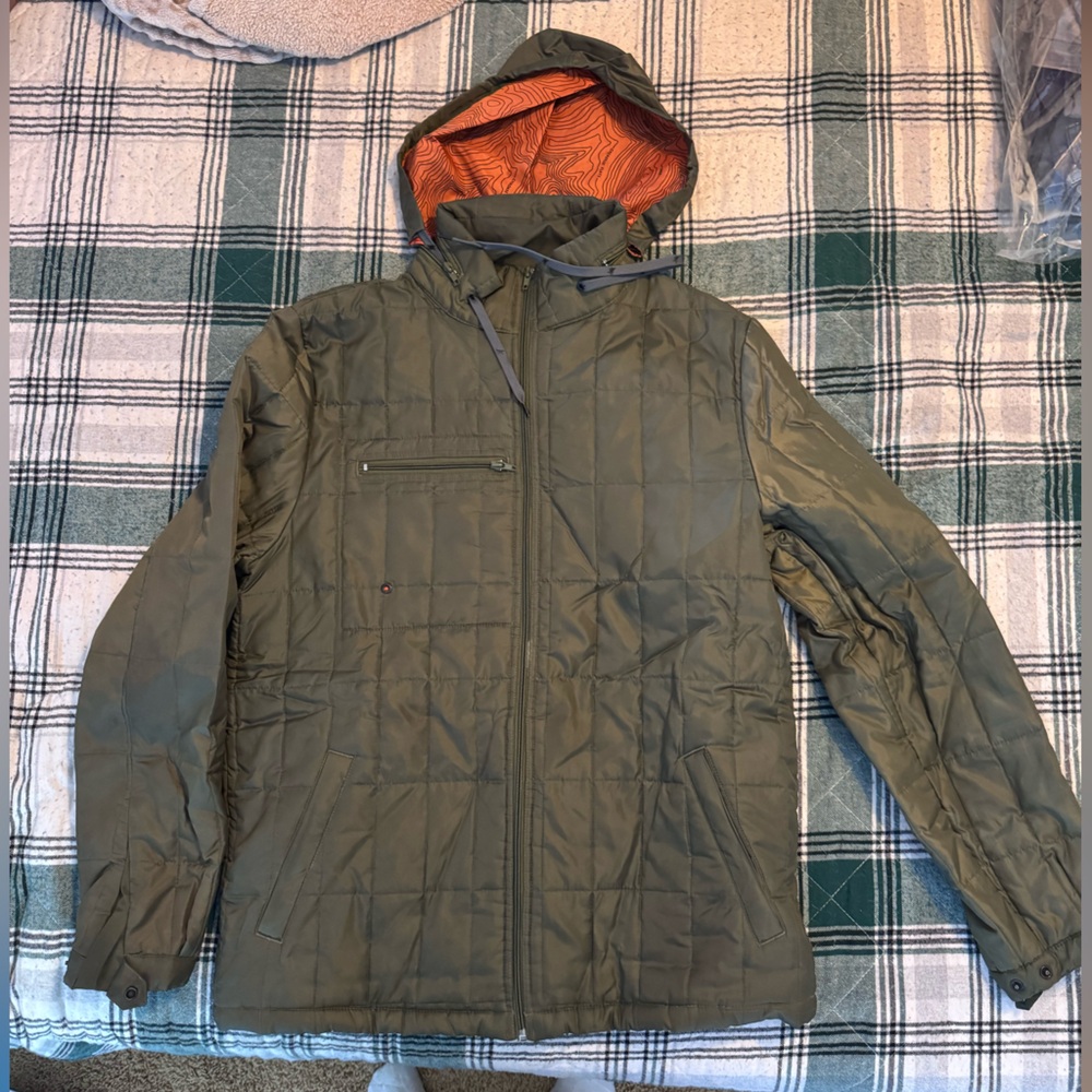 Men's Hippy Tree Olive Green Quilted Insulated Jacket